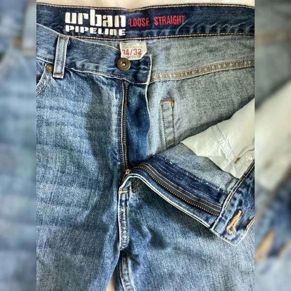 Urban Pipeline Loose Fit Straight Cut Jeans | Men’s 34x32 | Medium Wash Denim - Picture 6 of 9